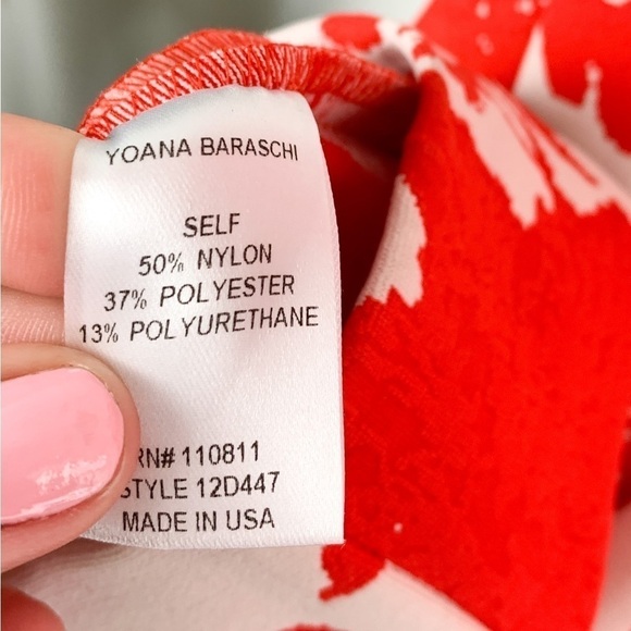 Yoana Baraschi Red Floral Body-Con Formal Cocktail Dress Sz 6 - Picture 8 of 9